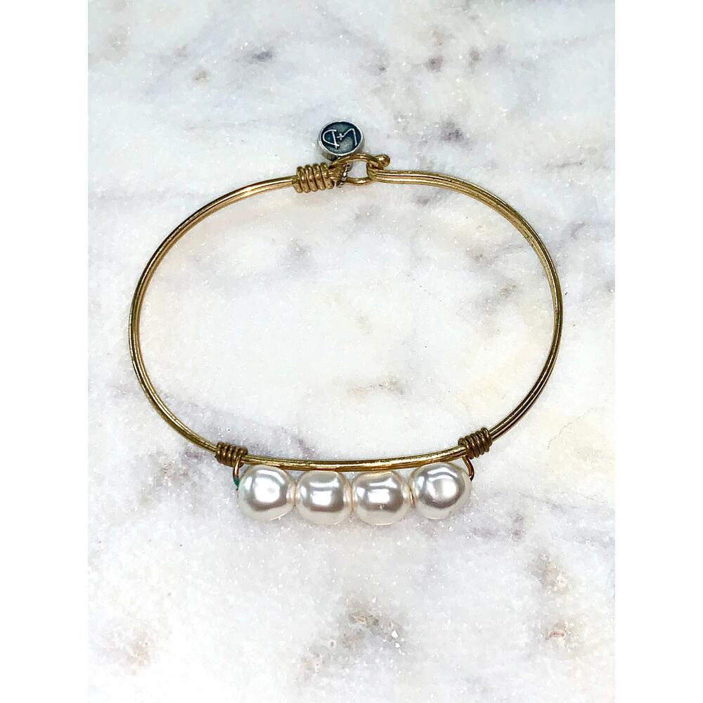 Luca + Danni Gold Tone Freshwater Pearl Bangle Bracelet